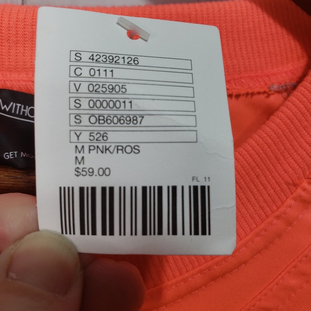 New! Without Walls UO Neon Orange Gray Cropped - Picture 6 of 7